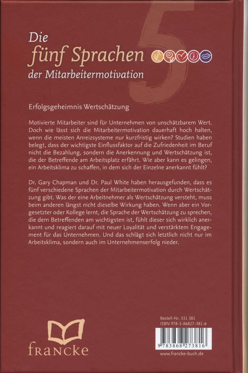 Büchersortiment - Gary Chapman: Die 5 Sprachen der Mitarbeitermotivation